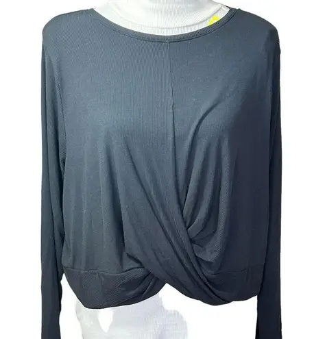 All In Motion NEW Ribbed Twist Front T-Shirt XXL long sleeve black