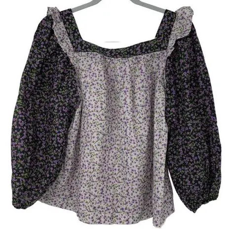 Carolina belle MONTREAL PEASANT RUFFLE BOHO COTTAGE CORE FLORAL TOP MEDIUM