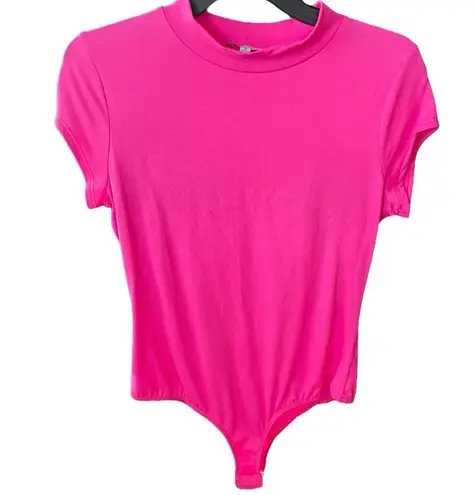 White Birch Bodysuit Women’s Small Crew Mock Neck Soft stretch short sleeve pink