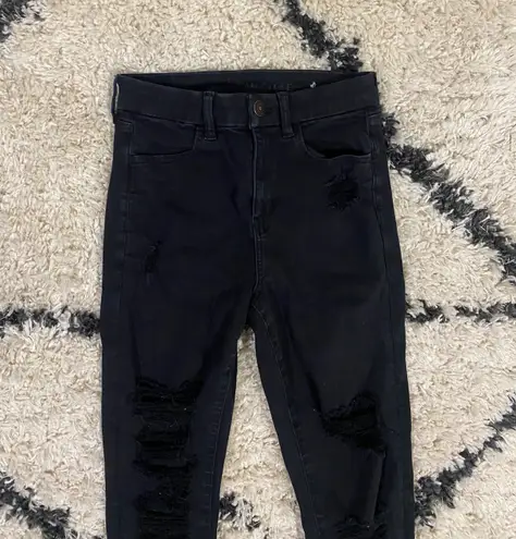 American Eagle Distressed Black Curvy Hi-Rise Jeggings