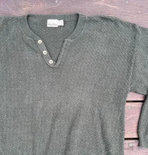 Dark Green Vintage 90s Alpine Ridge Knit Sweater Quarter Button Up Size L