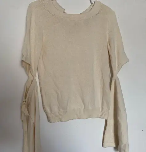 Intermix Cream Color Long Sleeve Sweater Wool Cotton Unique Size Medium