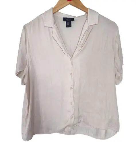 Rachel Roy RACHEL Cream Boxy Short Sleeve Button Down Shirt Size Medium