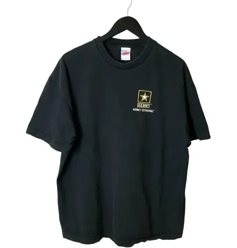 Vintage Y2K Army T Shirt Black XL Extra Large USA Graphic Tee Short Sleeve Solid