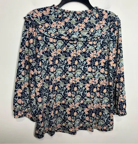 MELLODAY floral 3/4 sleeve pinafore blouse women’s size medium