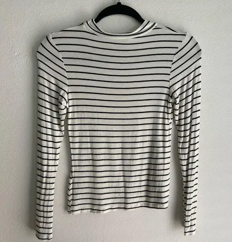 Lulus Striped Long Sleeve Top White