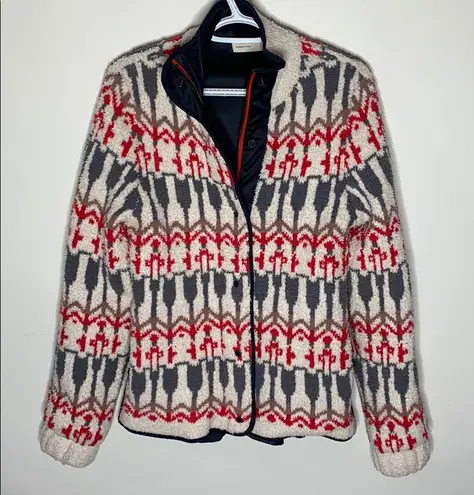 Sleeping on Snow fair isle paneled Sherpa jacket Size S Black