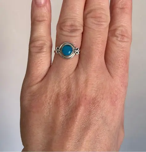 NEW 925 Sterling Silver Ladies Circle Cut Turquoise Ring Western Jewellery Blue