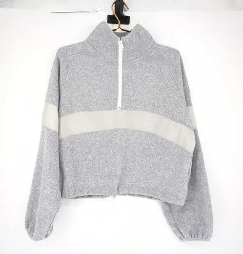 Victoria Secret PINK Grey/Gray Half Zip Cropped Fleece Sweatshirt