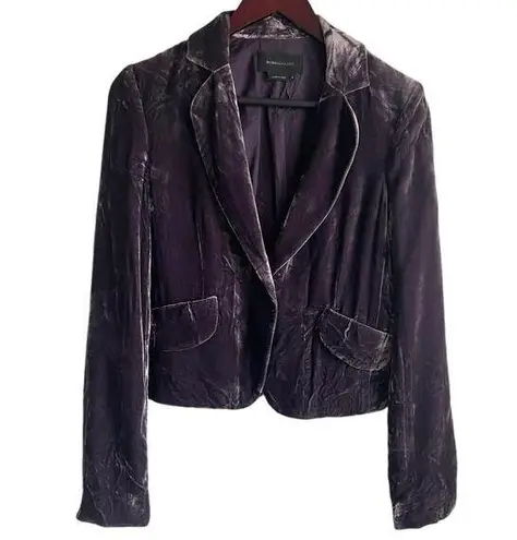 BCBGMAXAZRIA BCGBMaxazria Women Jacket S Purple Crushed Velvet Rocker Y2K Retro Whimsigoth