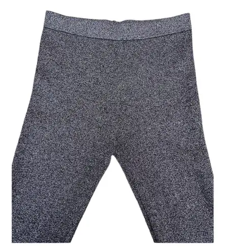 Sandro Paris Black Metallic Silver Lurex Knit Skinny Leggings Small