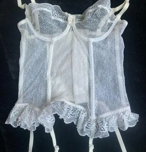 Rare Vintage 80s Siltex French Bustier Corset Lingerie Top with garter belt White Size undefined