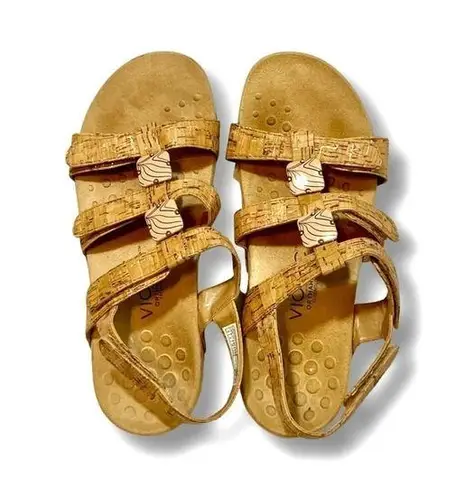 Vionic Orthaheel Amber Cork Leather Sandals