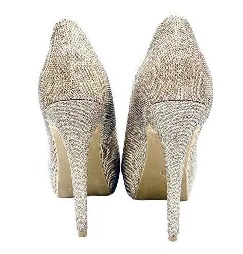 Shi by Journeys Gold Glitter Peep Toe Stiletto High Heels Size 8.5 Womens Shoes
