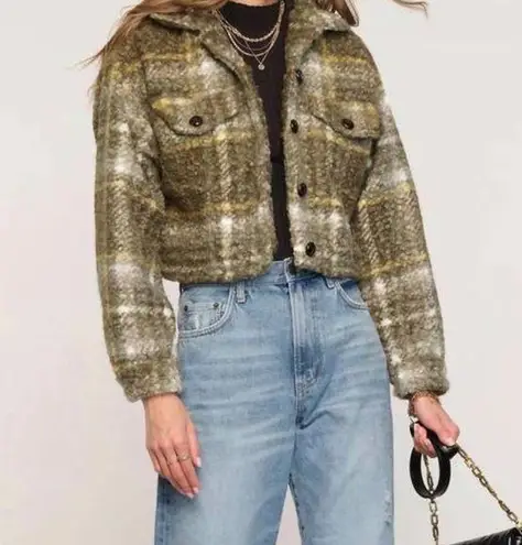 Bagatelle NWT Green and Cream Utility Cropped Jacket