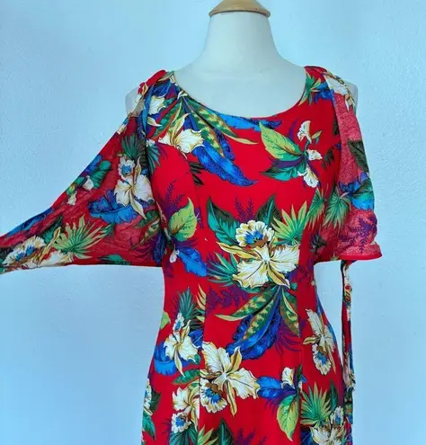 Style My Way Vintage Red and Green Tie Front Mini Dress