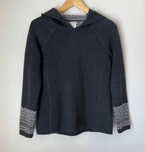 Aspen Fair Isle Hooded Pullover Sweater Apres Ski Cozy Hoodie Gray Size XS