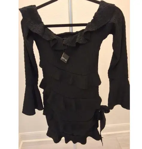 Arden B. Size M Black 3/4 Sleeve Womens Ruffled Blouse NEW Size M