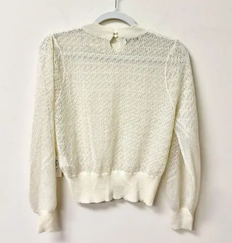 NWT Another Love Anna Long Sleeve Crop Pointelle Sweater Vintage Cream Women's M Size M