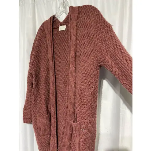Dreamers Chunky Knit Open Front Cardigan Sweater With Pockets Dusty Rose By Wome