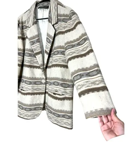 Vintage Casablanca Wool Blend Southwestern Aztec Blazer Coat Size 14 Tan