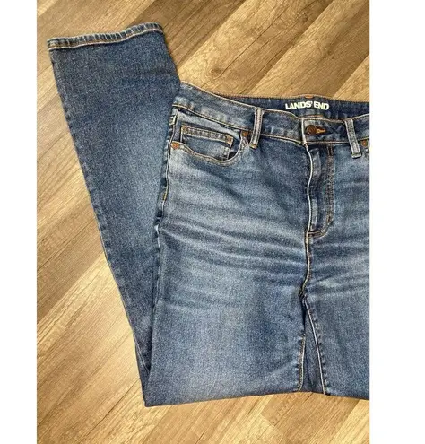 Lands End Blue Denim Jeans Women's 12 Medium Wash Straight Leg Stretch