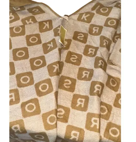 Michael Kors Logo Jacquard Fringed Poncho Cape Sweater New with Tag MSRP $178 Gold Size undefined