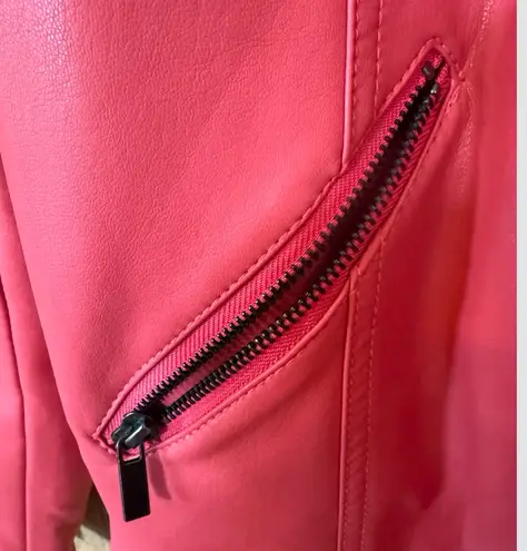 Fox & Ali Faux Leather Jacket. Salmon Color. Large. Orange