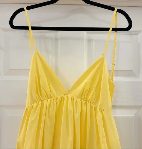 NWT Commense Open Back Midi Sun dress 100% Cotton Butter Yellow sz Medium