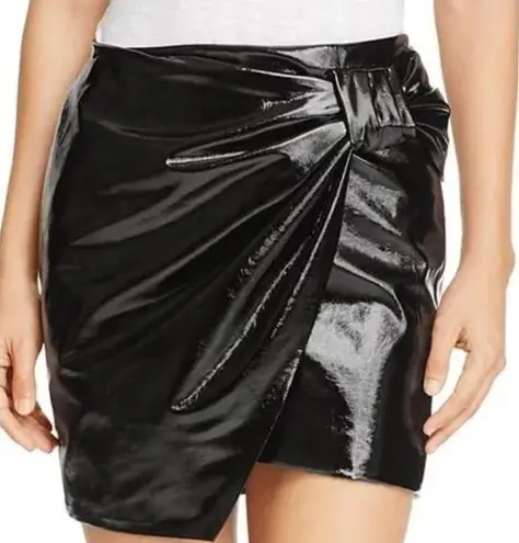 SUNSET & SPRING L Patent Leather Bow Mini Skirt Black Size L
