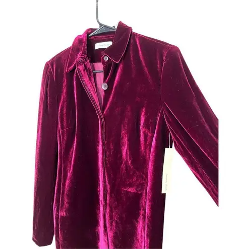 Amanda Smith Silk Blend Burgundy Velvet Button Front Blouse Size 4 NWT