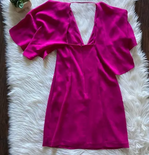 Intermix Hot Pink Caped Mini Cocktail Dress