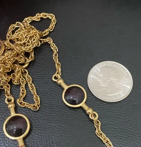 Amethyst Vintage Unsigned 10mm Glass Bead Gold-tone 52” Long Necklace 29.5g
