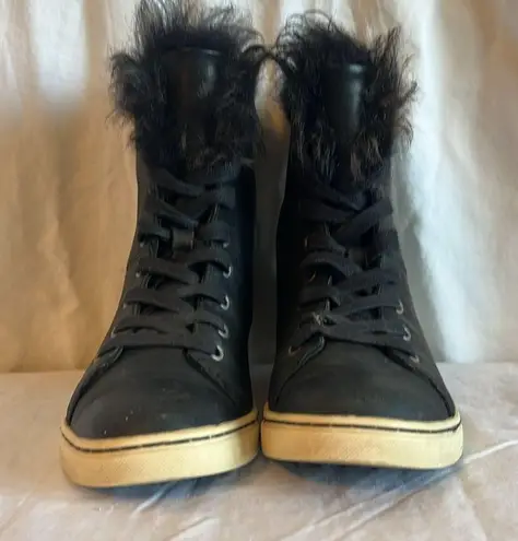 UGG  Croft Toscana Fur Lined Leather High Top Lace Up Sneaker Winter Boot