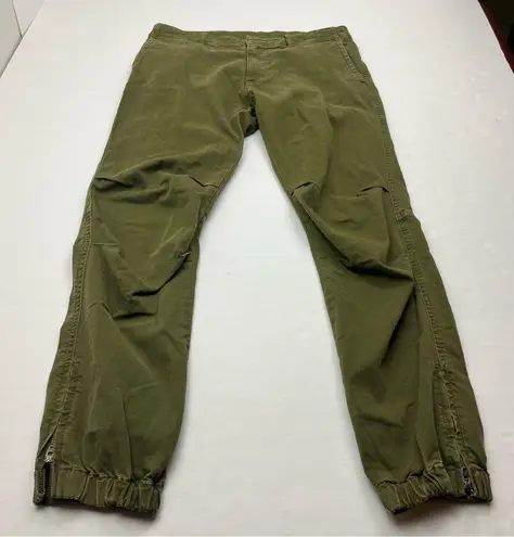 Nili Lotan Cropped Military Jogger Pant Womens Size 2 Green Zipper Pockets