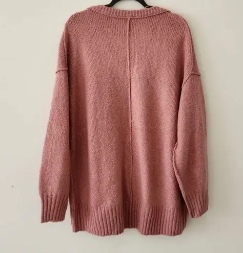 Free People Brookside Oversized Tunic Off Shoulder Sweater Alpine Rose Pink Medium