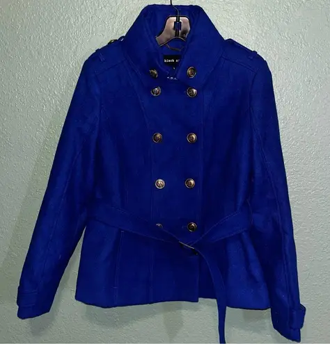 Black Rivet Blue Pea Coat / lined jacket / coat / pea coat / belted coat