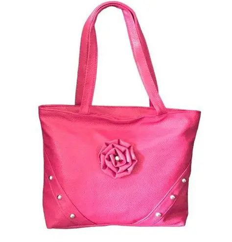 Vibrant FAUX LEATHER PINK EMBELLISHED DESIGN SHOULDER BAG