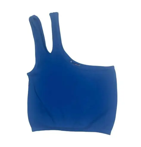 ZARA  Asymmetric Double Strap Ribbed Crop Tank Top / Sports Bra XS Royal Blue