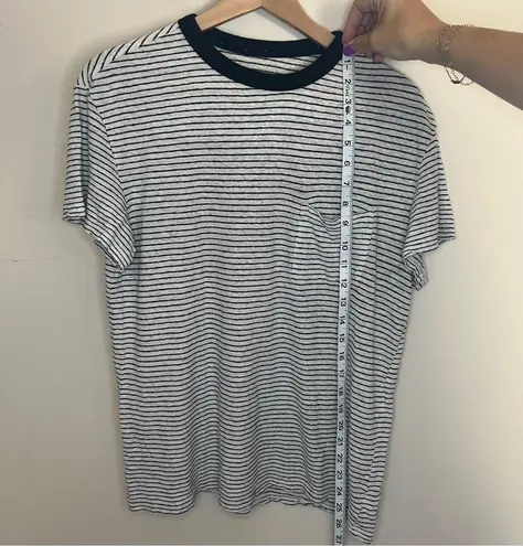 Goodfellow & Co Goodfellow Shirt Women Size Medium White Black Striped Pocket Short Sleeve Tee