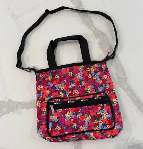 LeSportsac Womens Packable Nylon Slim ToteBag Adjustable Crossbody Bright Floral