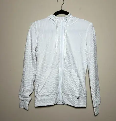 White Textured Athletic Zip Up