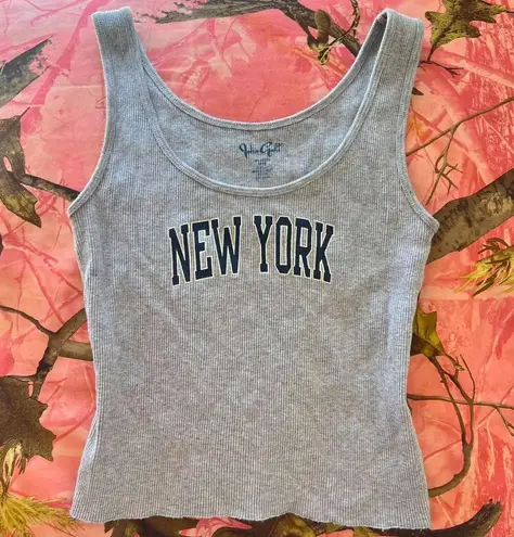 John Galt new york grey ribbed tank top