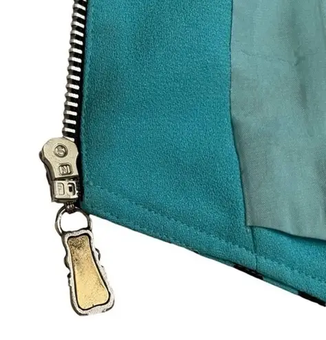 Alberto Makali Vintage New York Turquoise Striped Zipper Sleeveless Blouse Vest