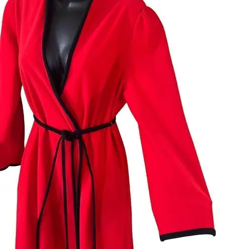 Vanity Fair Vintage Red & Black Velour Long Robe