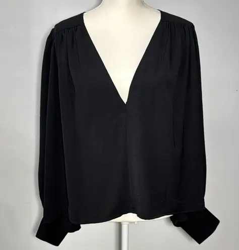 Prologue Black V-Neck Relaxed Blouse Office Dark Romance Goth Business