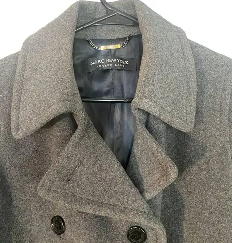 Marc New York Andrew Marc Gray Virgin Wool Blend Pea Coat Women Sz 10