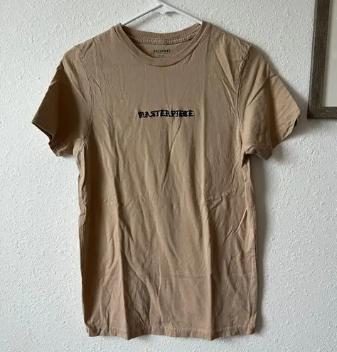 Passports Nude tan embroidered t-shirt “ Masterpiece “ Passport brand S