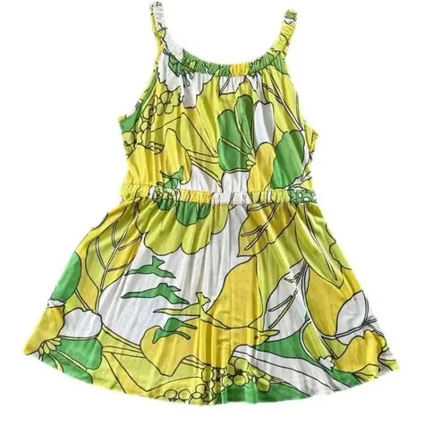 Tibi NEW YORK 100% Silk Sleeveless Lime Floral Boho Summer Sun Dress