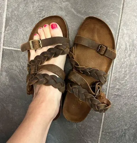 White Mountain Brown Sandals with Adjustable Straps and Cork Footbed